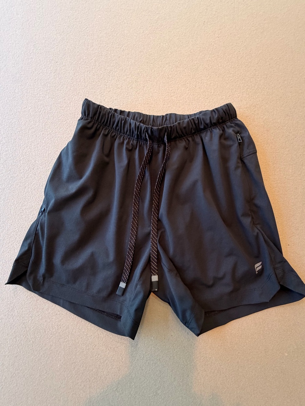 Fabletics Men's Black Athletic Drawstring Shorts, Size Small, lined interior